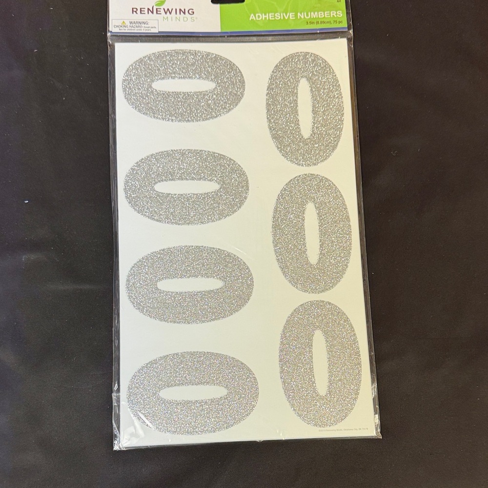 Renewing Minds 42 pieces Silver Glitter Adhesive Numbers 3.5 inch 0-9 glitter